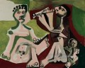 Dos hombres desnudos y un niño sentado 1965 Pablo Picasso